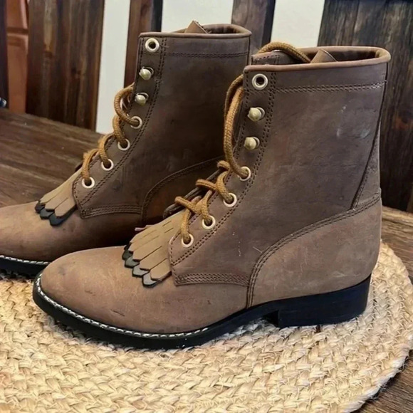 Vintage Acme Leather Lace Up‎ Boots - Picture 3 of 12